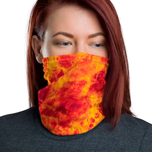 Inferno Red Fire Flame All Over Print Textured Neck Gaiter Face Mask