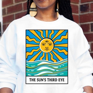 Das dritte Auge der Sonne Tarot-Karte Sweatshirt ruhige Ozean Sea Wave okkulte Sweatshirt