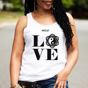 Self Love Yin Yang Lotus Flower Motif Tank Mental Health Self Care Tank