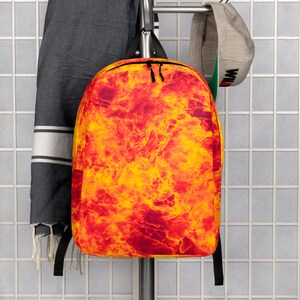 Inferno Red Fire Flame All Over Print Textured Minimalist Backpack