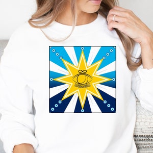 Diamant-Stern Sweatshirt Unendliches drittes Auge Sonne Mond Rosen und Lilien Böser Blick Schutz Sonnenstrahl Tarot Karte Unisex Sweatshirt