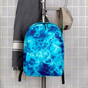 Inferno Blue Fire Flame All Over Print Textured Minimalist Backpack