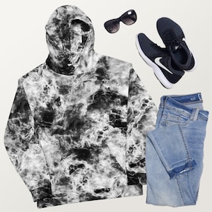Inferno Black Fire Flame All Over Print Textured Hoodie