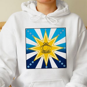 Diamant Stern Hoodie Unendliches drittes Auge Sonne Mond Rosen und Lilien Böser Blick Schutz Sonnenstrahl Tarot Karte Unisex Hoodie