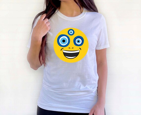 Evil Third Eye Happy Funny Face Emoji Shirt Bonne Chance Vibes Etsy