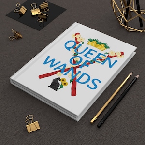 Queen Of Wands Psychic Tarot Hardcover Journal Matte Sonne Blume Herz Blatt Löwin Krone Schwarze Katze Feuer Energie Hardcover Journal