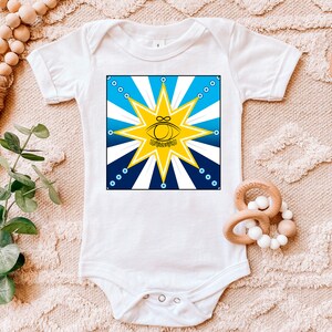Diamant Stern Bodysuit Unendliche drittes Auge Sonne Mond Rosen und Lilien Böses Auge Schutz Sonnenstrahl Tarot Karte Strampelanzug