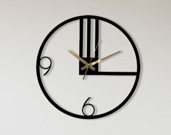 Lilium Minimalist Wall Clock, Unique Large Modern Wall Clock, Industrial Silent Wall Clock, Horloge Murales, Black Metal Wall Decor