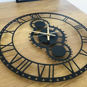 32 Rotating Gears Wall Clock. Industrial Wall Clock. Large Steampunk Wall  Clock With 12 Self Rotating Gears. Big Wall Clock With Gears. 