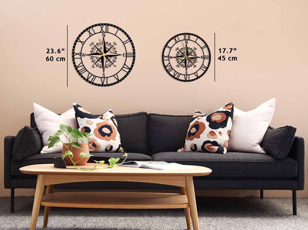 Circinus Metal Compass Wall Clock Outdoor Wall Clock Modern Etsy UK