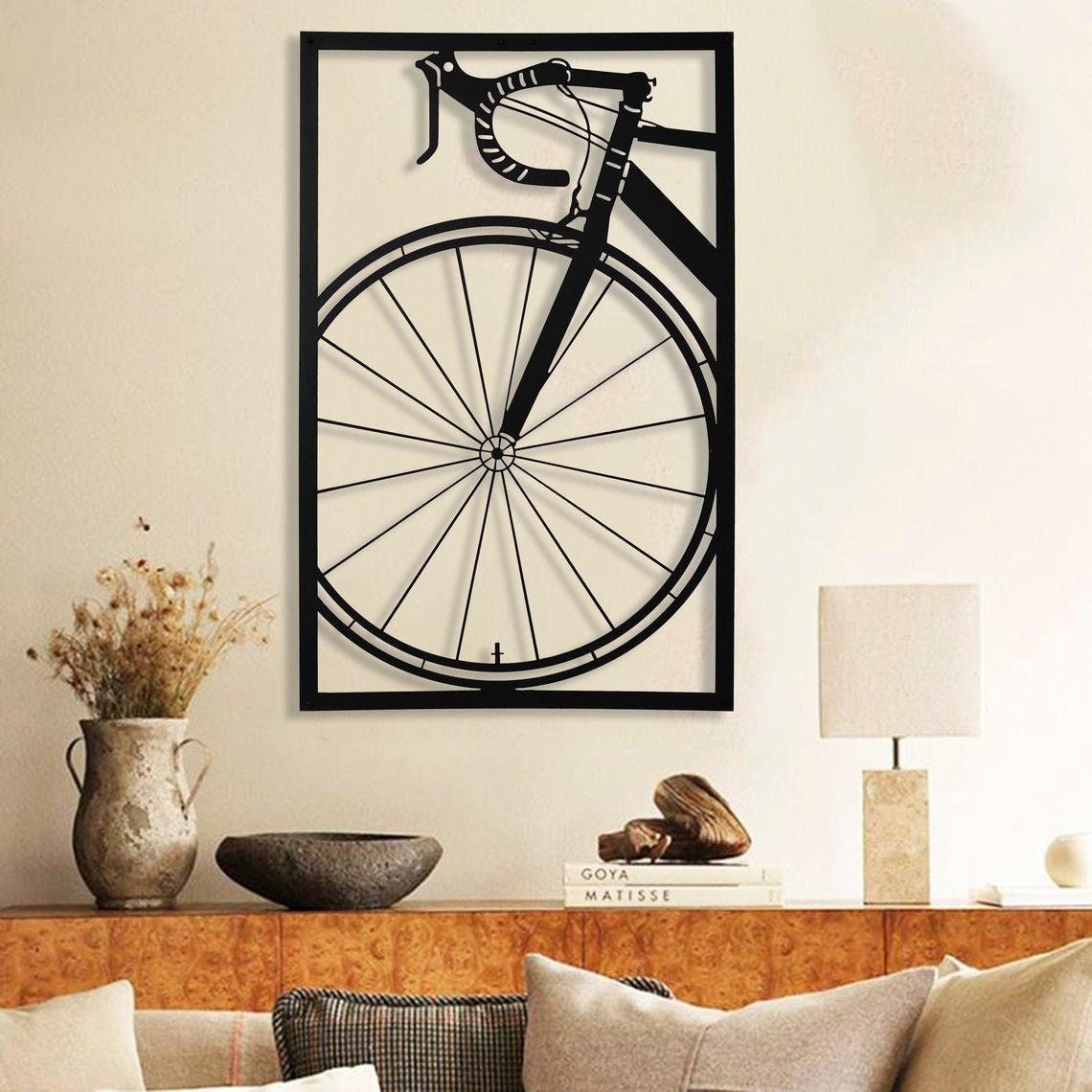 Bicycle Metal Wall Art Black Vintage Bike 70cm X 45cm Etsy UK