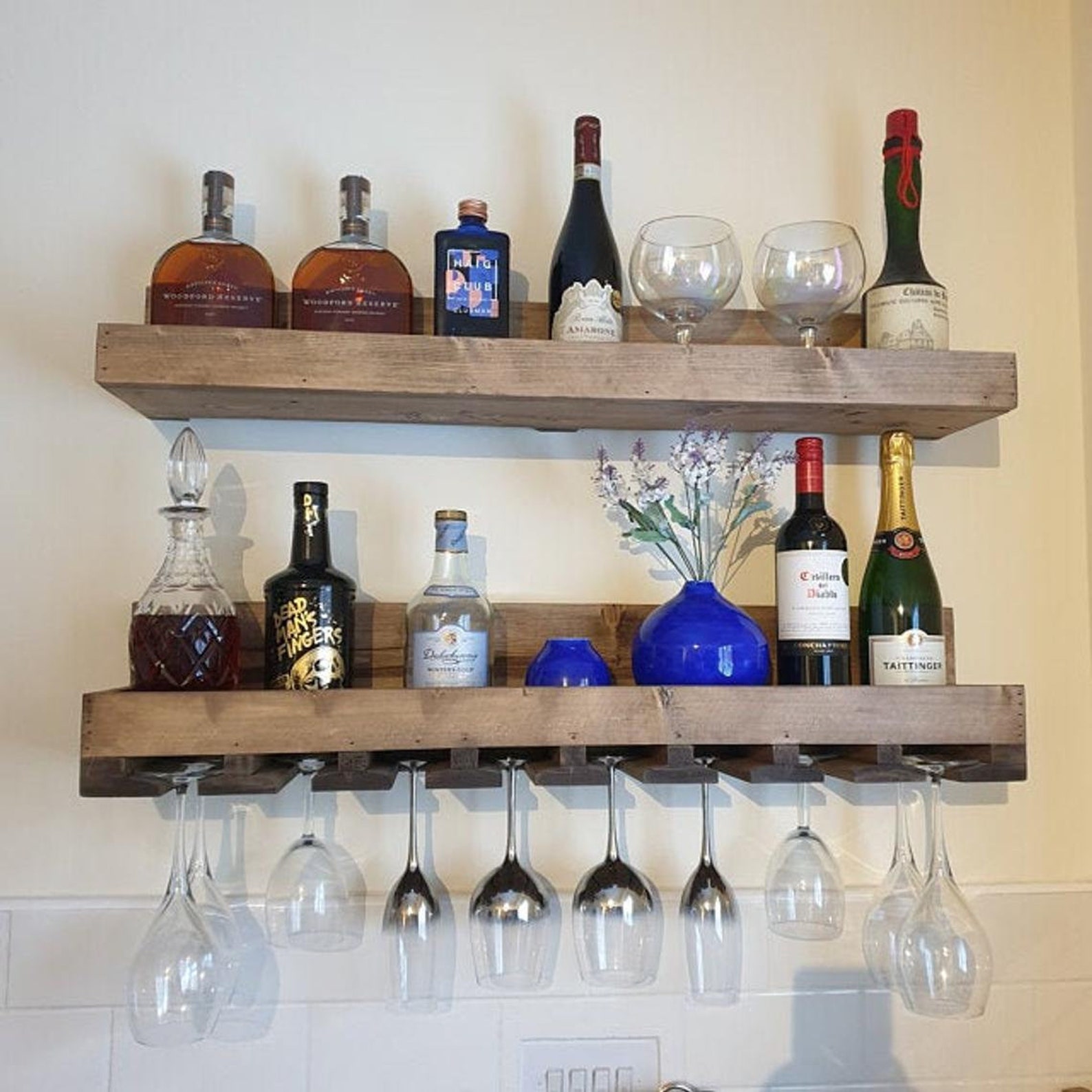 Wooden Wine Rack Wooden Kitchen Shelf Set of 2 Shelves Etsy UK