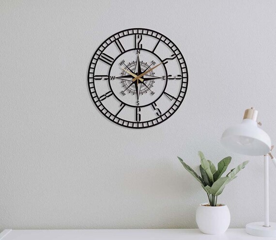 Reloj Para Pared 3d Grande En Madera Números En Negro 90cm