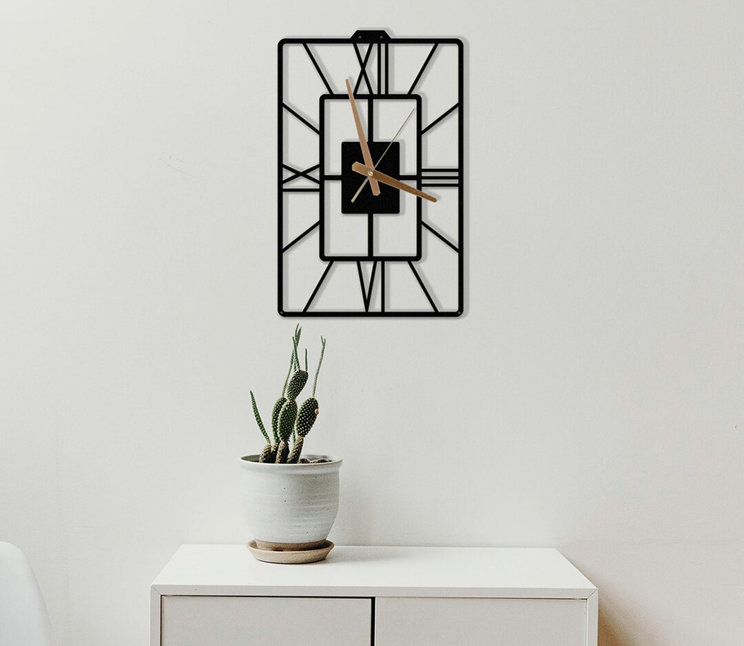 STEEL Oblongus Large Rectangular Wall Clock 45-60-70cm - Etsy