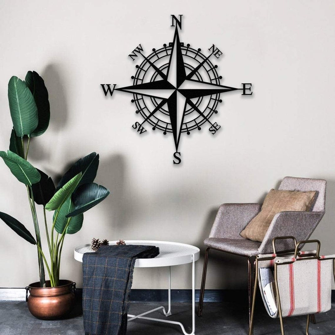 Metal Compass Wall Décor, Compass Rose Wall Art, Nautical Compass Sign