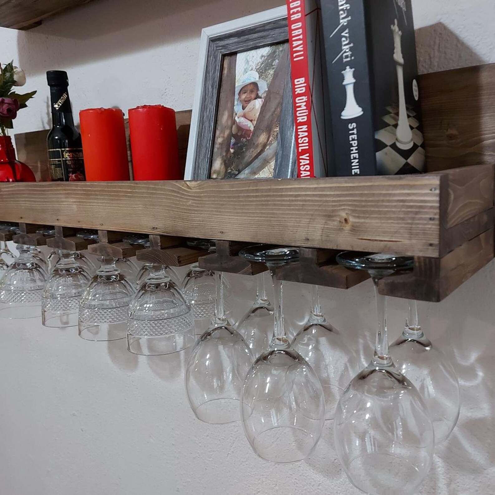 Wooden Wine Rack Wooden Kitchen Shelf Set of 2 Shelves Etsy UK