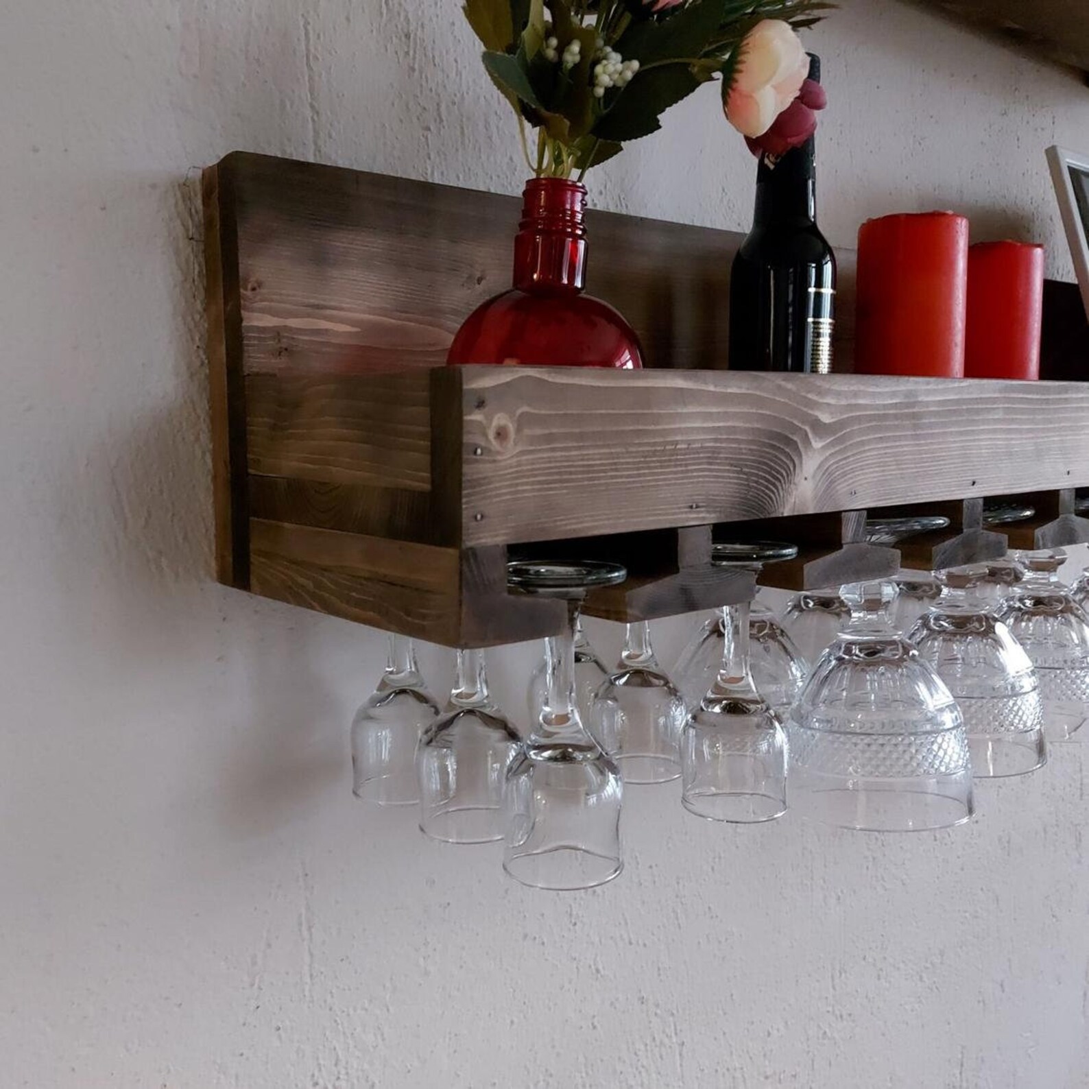 Wooden Wine Rack Wooden Kitchen Shelf Set of 2 Shelves Etsy UK