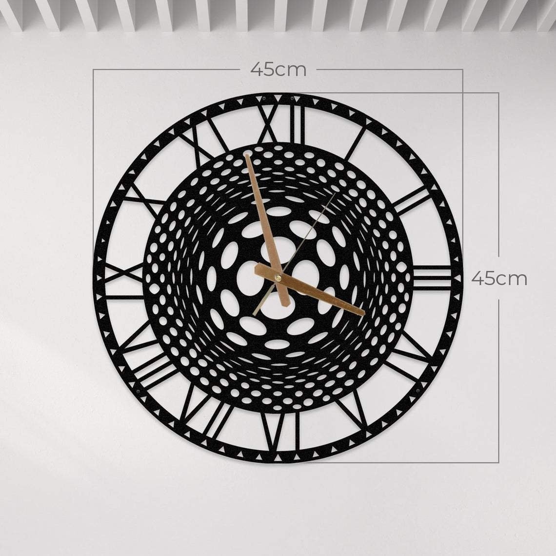 Illusions clock Round wood clock Natural clock Best gift Spiral black