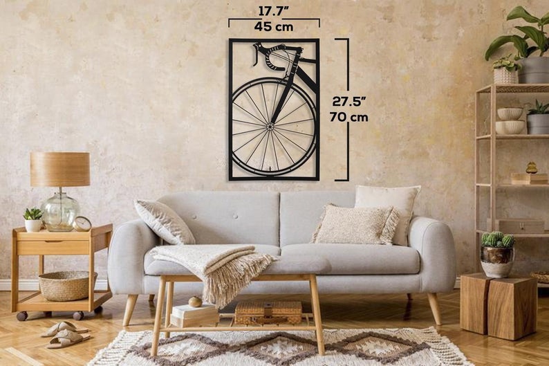 Bicycle Metal Wall Art Black Vintage Bike 70cm X 45cm Etsy UK