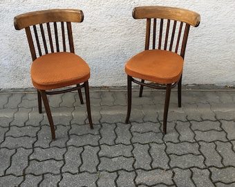 Pair 2pcs Vintage THONET Coffee Bistro Dining Bentwood Chair Ton 50s