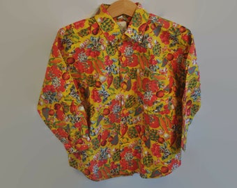 Colorful 80's Girls Blouse, Vintage Toddler Clothing