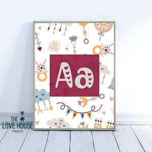 Alphabet ABC pour enfants, lettre A, décoration de chambre pour bébé garçon et fille, non sexiste, chambre d'enfant, maternelle, classe, préscolaire, bambin, art
