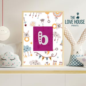 Kinderzimmer Wand Dekor Alphabet Buchstabe B Kinderzimmer Kinderzimmer Mädchen Rosa Initial Kunst Vorschule Kleinkind Hausschule Klassenzimmer Poster
