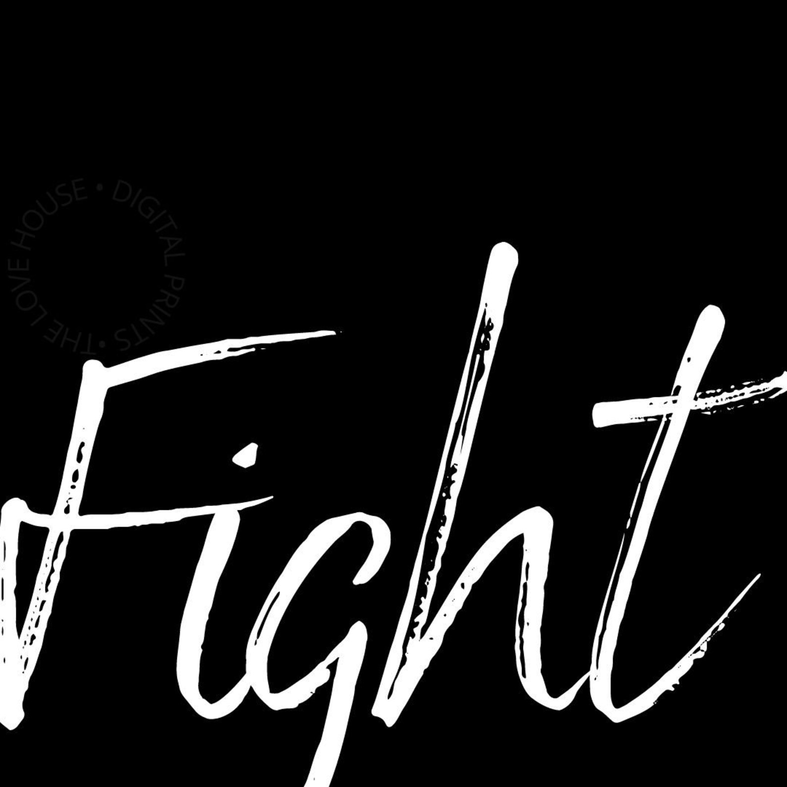 FIGHT One Word Typography Black Minimalist Art Etsy