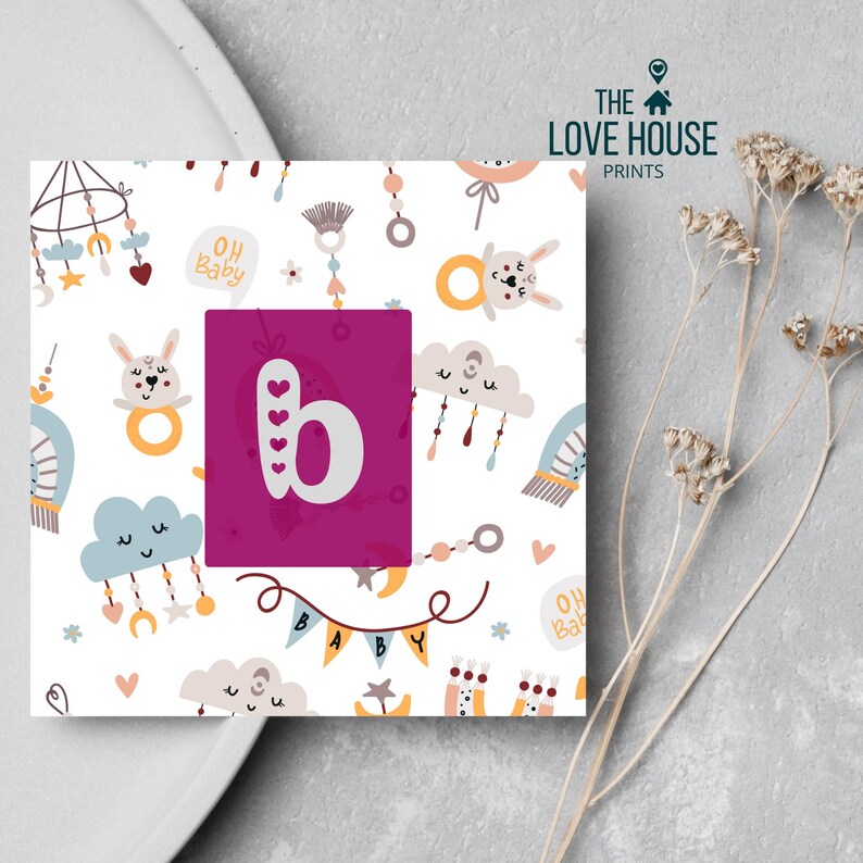 Nursery Wall Décor Alphabet Letter B Initial Kids Room Girl Pink ...