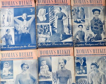 Magazines hebdomadaires pour femmes des années 40 et 50 en anglais original du milieu du siècle