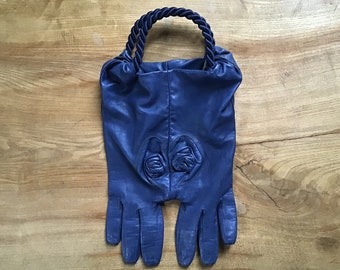 hand bag made from vintage leather gloves, navy blue, wedding