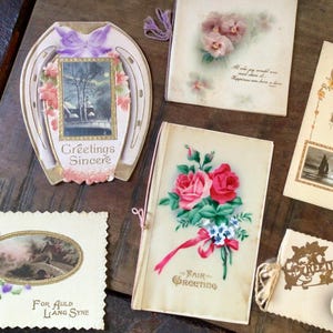 Tarjetas de felicitación antiguas de 1911, inglesas, juego de 5