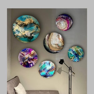 Custom Geode Resin Wall Art Set: Modern Round Panel Decor