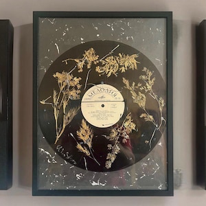 Pressed Flower Vinyl Record Art: Botanical Upcycled Wall Decor