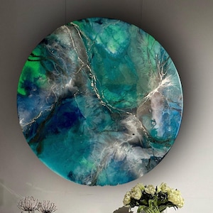 Original Geode Resin Wall Art: Abstract Ocean Epoxy Painting