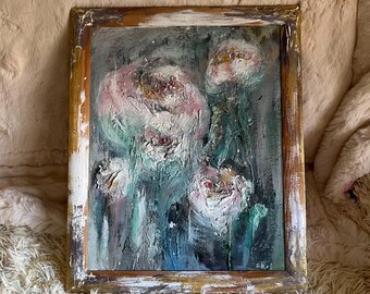 Textured Peony Impasto Painting: Romantic Floral Wall Art, Handmade