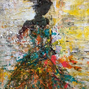 Textured Angel Painting: Abstract Impasto, Ukrainian Ethereal Art image 13