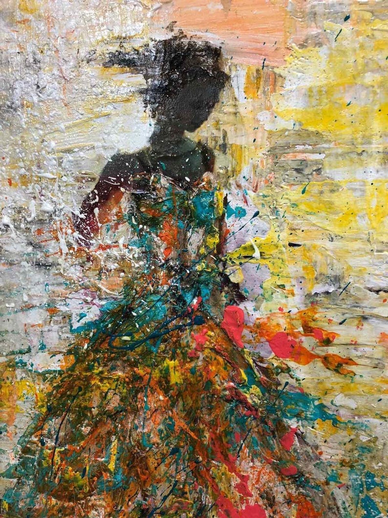 Textured Angel Painting: Abstract Impasto, Ukrainian Ethereal Art image 13