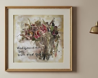Original Flower Painting, Mixed Media Floral Art, Inspirational Wall Art, New Beginning Gift, Gift for Her, Meaningful Art