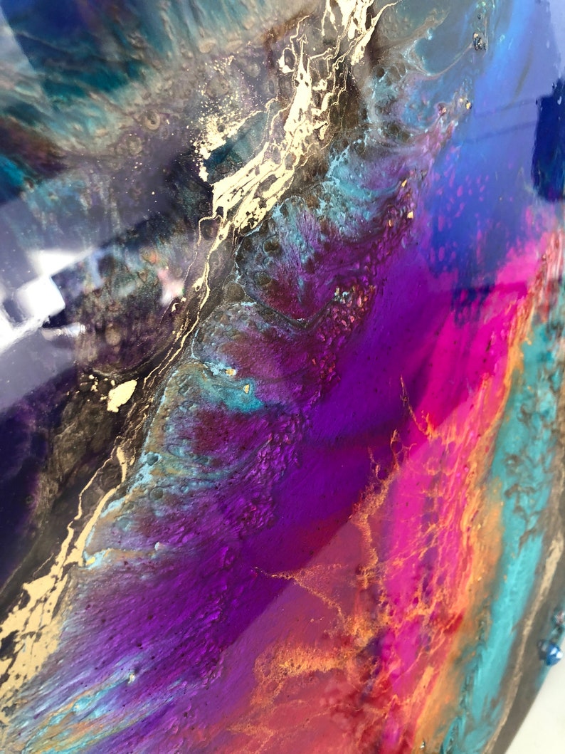 Round Epoxy Resin Art Work Geode Original Hinged Painting - Etsy