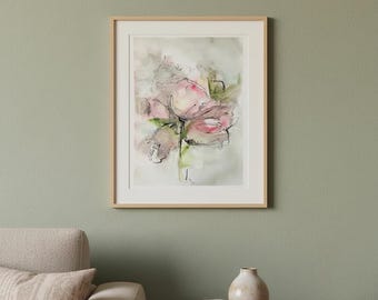 Original Botanical Wall Art. Watercolor Painting – Rose One-of-a-Kind Art