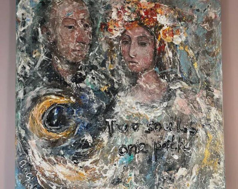 Textured Angel Painting: Abstract Impasto, Ukrainian Ethereal Art image 17