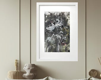 Abstract Wildflowers. Watercolor Painting – Original Botanical Wall Art. Unusual Gift