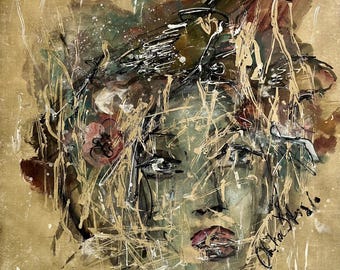 Original Painting, Abstract Woman Artwork, Meaningful Gift for Her, Contemporary Wall Decor