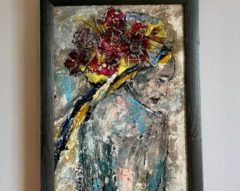 Textured Angel Painting: Abstract Impasto, Ukrainian Ethereal Art image 15