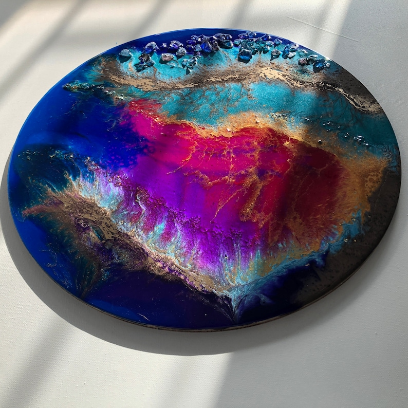 Round Epoxy Resin Art Work Geode Original Hinged Painting - Etsy