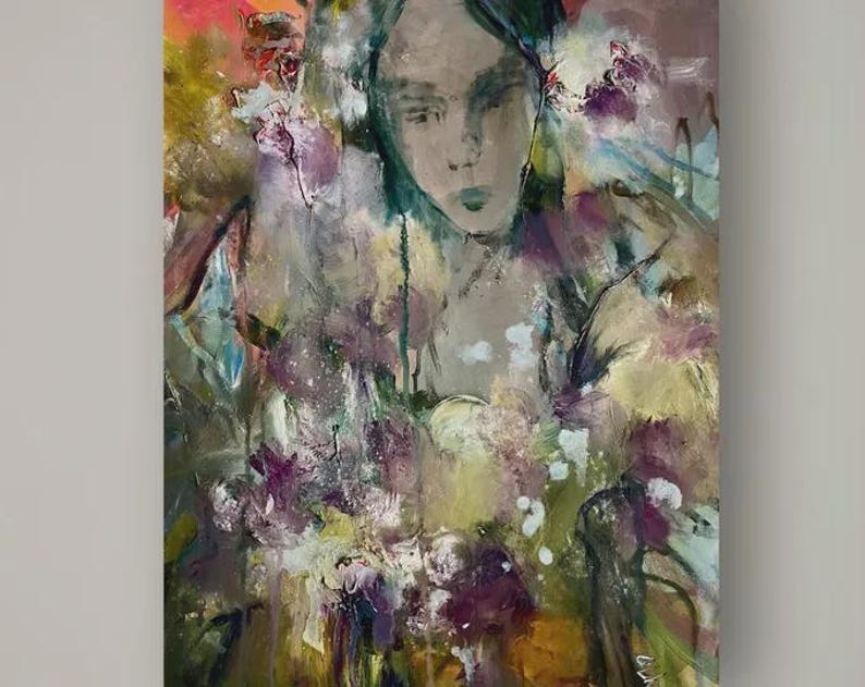 Textured Angel Painting: Abstract Impasto, Ukrainian Ethereal Art image 14