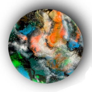 Fiery Orange Lava Resin Wall Art: Round Abstract Epoxy with Crystals image 19