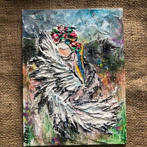 Feito em arte original étnica ucraniana, por artistas ucranianos, pintura texturizada, presente incomum