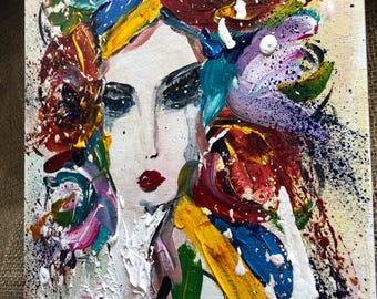 Ukrainian Woman Painting, Ethnic Wreath Art, Symbol of Ukraine